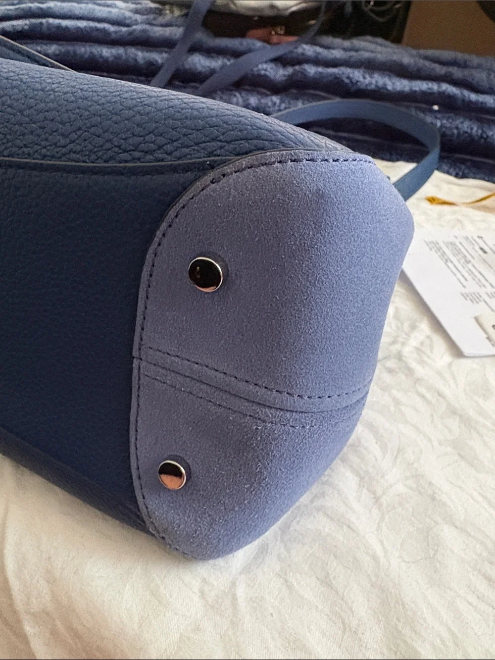 kate spade Leila Blue Pebbled Leather with suede Shoulder Bag